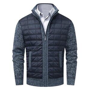 Cozy Fleece Lined Zip Cardigan Sweater Men Winter Warm